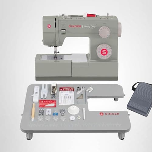 SINGER Heavy Duty Holiday Bundle – 4452 Sewing Machine with Extension Table & 2 Presser Feet | Strong Motor, 110 Stitch Applications, Full Metal Frame, 1-Step Buttonhole & LED Light 9