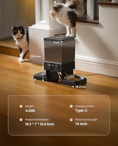 oneisall Automatic Cat Feeder for 2 Cats, 20 Cups/5L Automatic Cat Food Dispenser for Small Pets Indoor, Timed Cat Feeder for Dry Food 9