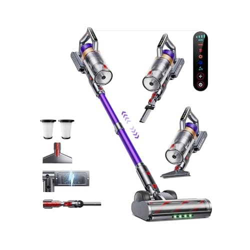 Cordless Vacuum Cleaner, 650W 55KPA 70 Mins Vacuum Cleaners for Home, Cordless Stick Vacuum with Powerful Suction, Wall Mount Charging Dock, Rechargeable Vacuum for Pet Hair/Carpet/Hardwood Floors