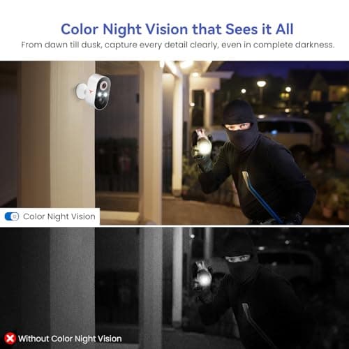 ClipBlur 1080p Wireless Security Camera, 2.4GHz Wi-Fi Only, Color Night Vision, AI Human Detection, PIR Motion Detection, 2-Way Talk, Outdoor Surveillance Bullet Cam, No Solar Panel Included (2 Pack) 8