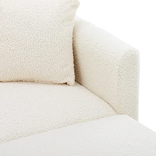 SULOPS Convertible Futon Chair Bed,Chaise Loung Recliner 3 in 1 Modern Accent Sleeper Reading Chair with 2 Pillows (White Teddy) 6