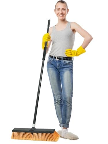 PBHEPJ 18 Inchs Push Broom Outdoor Heavy Duty, Shop Broom with 60" Long Handle for Cleaning Outdoor or Indoor Tile, Garage, Shop, Deck, Concrete, Wood, Stone, Patio Floor