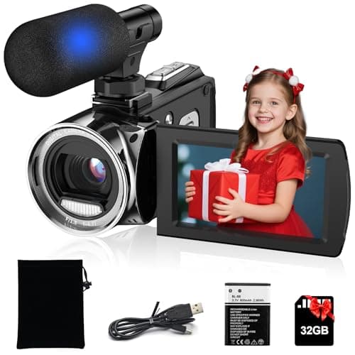 Rumyums Video Camera Camcorder UHD 4K 48 MP Vlogging Camera Recorder for YouTube TikTok 3 Inch IPS Screen 18X Zoom Camcorders Camera with Microphone for Kids,Teens,Students,Beginners (Black)