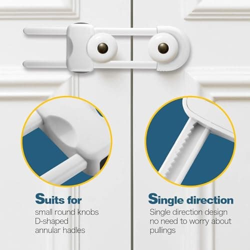 6 Pack Baby Proof Cabinet Locks, Adjustable U-Shaped Child Safety Locks for Cabinets, Drawers, Fridge, Closet | No Drill Baby Proofing Cabinet Latches with Secure Lock Button 7