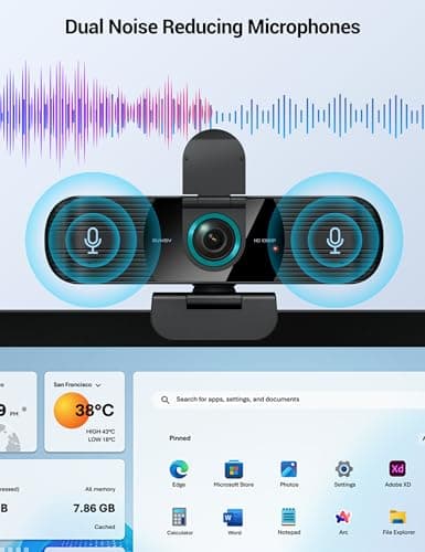 RUWBY Full HD 1080P Webcam with Built-in Dual Mics, Wide-Angle Lens, Privacy Cover, Tripod Stand, Autofocus Computer Camera, Plug and Play for Desktop PC or Laptop 5