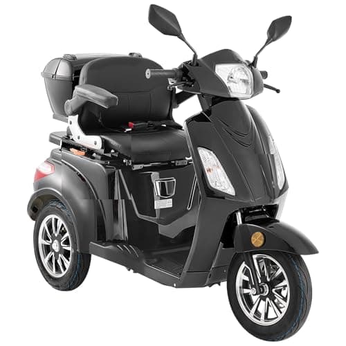 VEVOR Heavy Duty 3-Wheel Mobility Scooters for Seniors & Adults, 500lbs Capacity, 21.5 Miles 3-Speed Long Range, 1000W All Terrain Electric Recreational Scooter Wheelchair, 20° Max Climbing Capacity 9