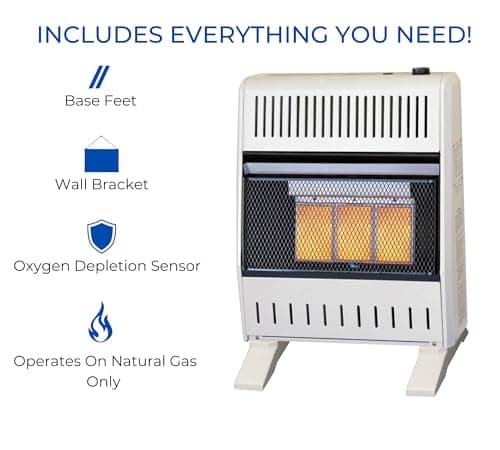 ProCom Heating Natural Gas Ventless Infrared Plaque Heater With Base Feet - 18,000 BTU, T-Stat Control - Model# MN180TPA-B 5