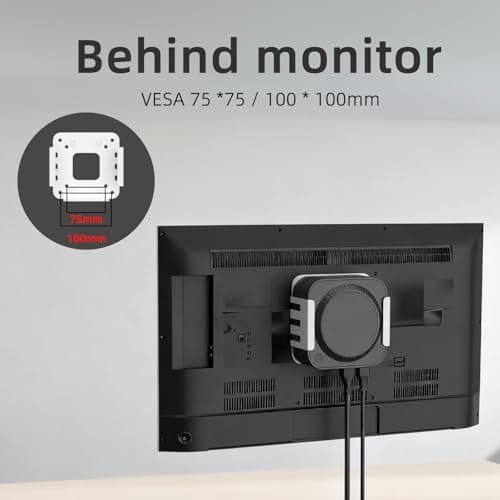 Pholiten Mount Bracket for Mac mini M4/M4Pro, Under Desk,Wall Mount or Behind Monitor, 2.2Lbs Capacity, Space-Saving Metal Holder with Precise Fit，White 4