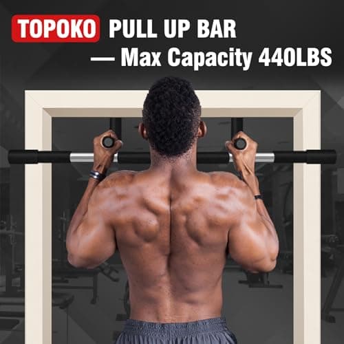 TOPOKO Upgrade Pull Up Bar for Doorway, Max Capacity 440 lbs Chin Up Bar, Portable Upper Body Workout Bar, Strength Training Door Frame Pull-up Bars, Hanging Bar for Exercise, Pullup Bars for Home 7