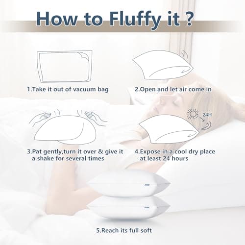 CozyLux Soft Supportive Bed Pillows for Side and Back Sleepers, Oeko-Tex Certified Down Alternative Filling, Hotel Quality Fluffy Sleeping Pillow, Queen Size Set of 4, White, 18" x 28" 6