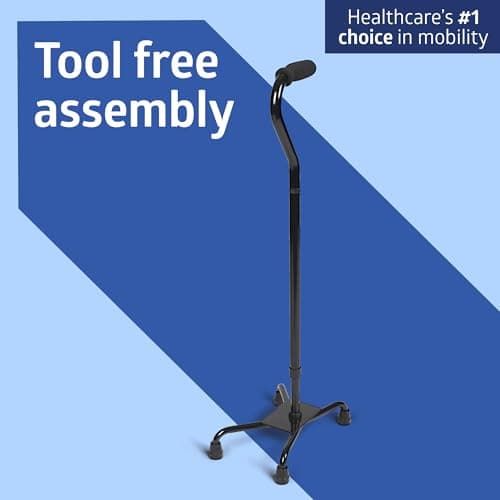 Medline Aluminum Quad Cane with Large Base for Balance, Knee Injuries, Leg Surgery Recovery & Mobility, Portable, Lightweight Walking Aid for Seniors & Adults 6