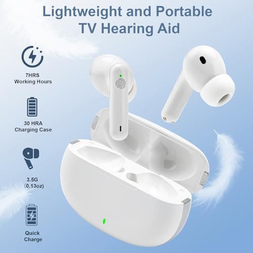 TV Headphones Wireless for Seniors - Hearing Aid Wireless Earbuds for TV Listening Watching,Plug and Play No Delay,Headphones Compatible with All TVs 7
