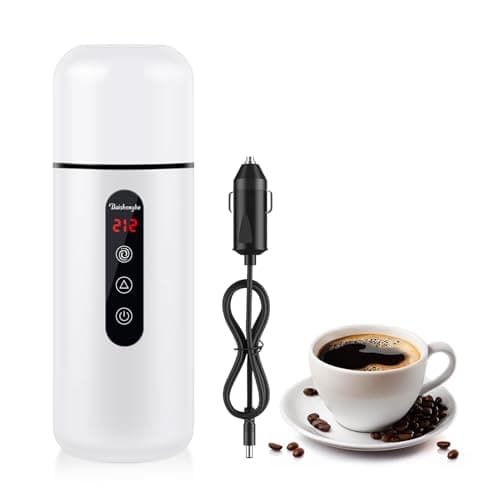 Car Electric Kettle,Portable Travel Kettle,12V/24V Car Coffee Warmer,420ML Hot Water Heater with Built-in Magnetic Induction Stirring,Small Mini Hot Water Boiler for Tea Coffee Milk