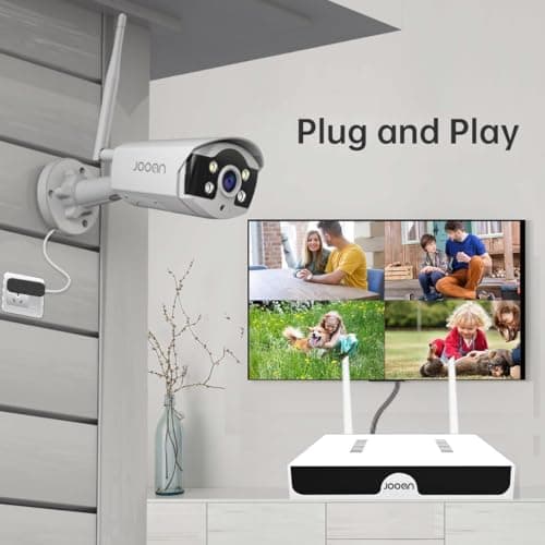 JOOAN 3MP Wireless Security Camera System Outdoor [H.265+ System & 2 Way Audio] 10CH NVR&4 WiFi Cameras for Home Surveillance IP67 Weatherproof Color Night Vision Motion/Human Detection&Alert 6