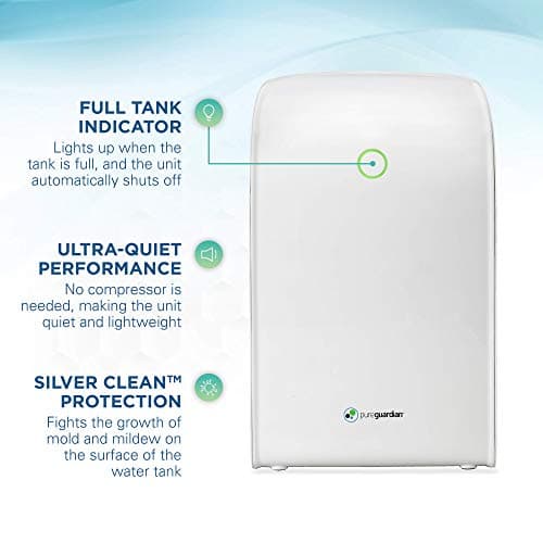 Pure Guardian DH201WCA Small Room Dehumidifier for Allergen and Odor Control in Closets, Kitchens, Laundry Rooms, and Bathrooms, Ultra-Quiet and Space-Saving, PureGuardian 5