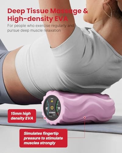 FITINDEX Vibrating Foam Roller for Back Pain, 5-Speed Foam Roller Muscle Massage, Exercise, Yoga, Muscles Deep Tissue, Pilates, Physical Therapy, Recovery, Neck, Leg, Rechargeable, Pink 2