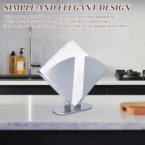 Niciksty Silver Napkin Holder - Stainless Steel Napkin Holders for Tables - Modern Serviette Holder -Dining Table Napkin Holders for Kitchen Perfect for Outdoor Events 6