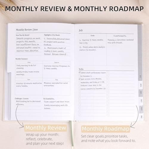 2026 Planner - Weekly and Monthly Planner, January 2026 - December 2026, Linen Hardcover, 2026 Calendar Planner Book with Tabs, Aesthetic, Perfect for Office Home School Supplies (Beige, A5) 5