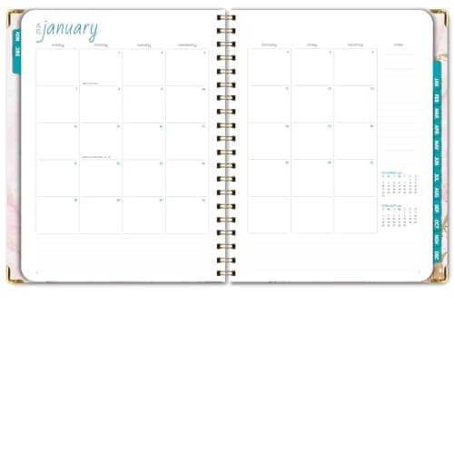 HARDCOVER 2024 Planner: (November 2023 Through December 2024) 8.5"x11" Daily Weekly Monthly Planner Yearly Agenda. Bookmark, Pocket Folder and Sticky Note Set (Pink Marble) 5