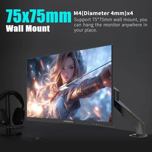 Viewedge 24 Inch Gaming Monitor with 180Hz, VA 1ms, FHD 1080p and HDR 10 PC Computer Monitor with 100% sRGB, Bluelight Filter, 2 HDMI & 1 DP Port, Support Freesync and Wall Mounted 5