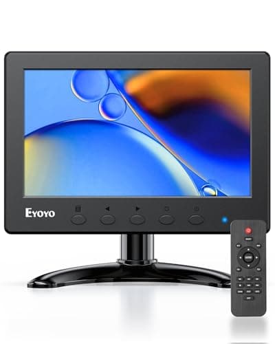 Eyoyo Mini Monitor 7 Inch Small HDMI Monitor 1024x600 LCD Screen Display HDMI AV VGA BNC USB Input for NVR CCTV Security Camera Computer PC Laptop Video Switcher Raspbery Pi