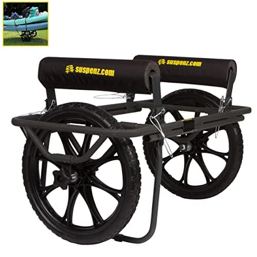 Suspenz Kayak Canoe Transport Cart, All-Terrain Super Duty Trolley Carrier with No-Flat Airless Wheels and Kickstand, 350 lb Load Capacity, Black (22-9908)