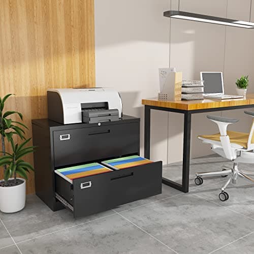 BYNSOE 2 Drawer Lateral File Cabinet Metal Filing Cabinet with Lock Office Home Steel Lateral File Cabinet for A4 Legal/Letter Size Lockable Wide Metal Cabinet,Assembly Required(2 Drawer, Black) 9