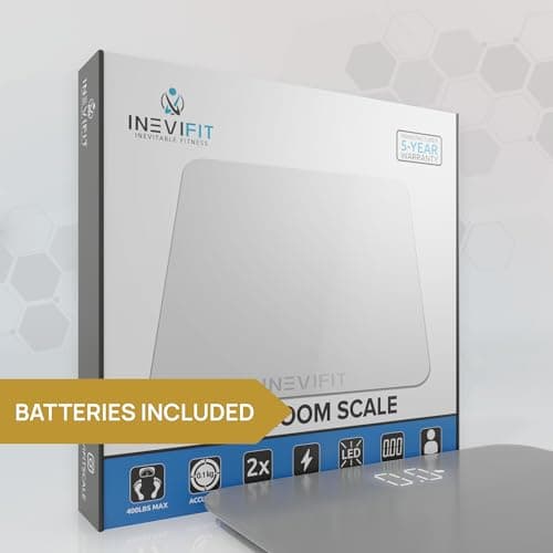 INEVIFIT Bathroom Scale, Highly Accurate Digital Bathroom Body Scale, Measures Weight up to 400 lbs. Includes Batteries 5