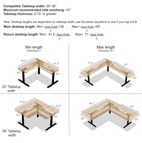 VIVO Electric Multi-Motor Height Adjustable Corner 3 Leg Standing Desk Frame, Sit Stand Ergonomic L Frame with Push Button Controller, Black, DESK-V123EB 7