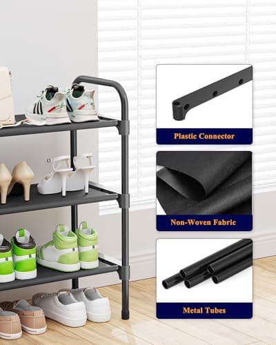 Kitsure Extra-Long Shoe Rack for Closet, Shoe Organizer for Front Door Entrance, Stackable Shoe Shelf, Detachable Closet Organizers and Storage, 39.0" Wide - 3 Tier, Black 7