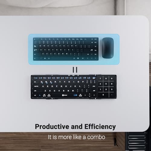 iClever Foldable Bluetooth Keyboard, BK18 Foldable Keyboard with Touchpad and Number Pad, Portable, Rechargeable, Pocket Size for Travel, Compatible with iPad, iPhone, Laptop 6