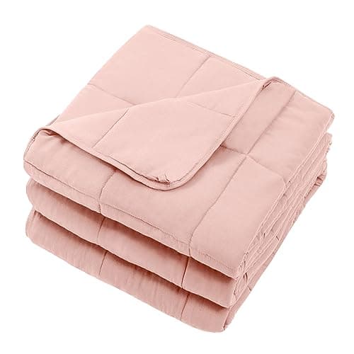 Pink Weighted Blanket for Adults 12lbs, 48"x72", Twin Full Size Cooling Heavy Throw Blanket for 110-130lbs, Microfiber Soft Thick Big Blankets Weighted Comforter Gift for Sleeping 7