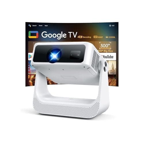 【Buit-in Google TV & Voice Control】Smart Projector with WiFi 6 and Bluetooth, 4K Support Movie Outdoor Projectors Compatible with Netflix/Prime Video/YouTube, Auto Focus Home Proyector