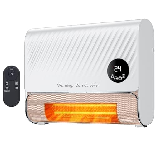 Sweetcrispy Smart Wall Heater, 1500W Fast Heating Electric Space Heater for Indoor Use, Wall Mounted Panel Heater with Remote, 3 Fan Speeds, Overheat Protection for Bedroom, Bathroom, Office–White