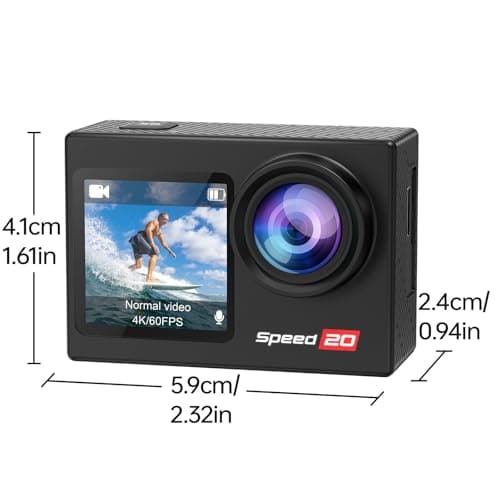 Action Camera 4K 60FPS with Touch Screen 20MP Waterproof Camera Underwater 131FT with EIS for Snorkeling Helmet Bike 170° Wide Angle Remote WiFi 5XZoom - Cool Black 9
