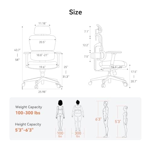 Newtral Office Chair Ergonomic - Home Office Desk Chair, Auto-Following Lumbar Support, 4D Armrest, Seat Depth and Height Adjustable for Long Time Sitting (Without Footrest, Black) 2