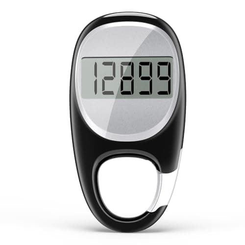 KONTYNU Simple Pedometer for Walking, Accurate Step Tracker with Carabiner, 3D Step Counter for Men Women Kids Seniors, Black, CR-707