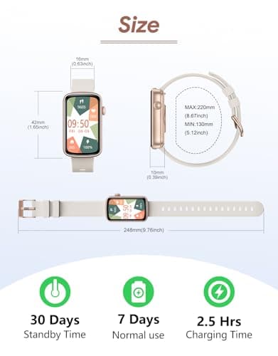 RUIMEN Fitness Tracker, Fitness Watches for Women Men with Heart Rate Monitor Blood Oxygen Sleep Tracker Pedometer, 1.47" Smart Watch Step Calorie Counter for Android iOS IP68 Waterproof (Starlight) 9