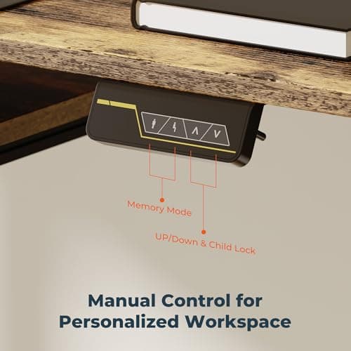 FitStand Standing Desk with Keyboard Tray, 55x24 Inch Electric Adjustable Height Desk, Stand Up Desk Computer Workstation for Home Office, Rustic Brown 7