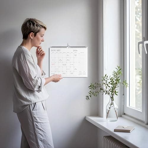 Jokotha Wall Calendar 2025-2026, 16 Month Hanging Calendar from September 2025 to December 2026, 15" x 12", Twin-Wire Binding, Minimalist Black & White Design for Home, Office, School​ 4