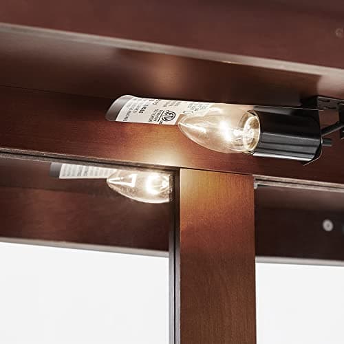 GPCRAC Curio Cabinet Lighted Diapaly Wooden Shelving Unit with Adjustable Shelves and Mirrored Back Panel, Tempered Glass Doors (Walnut, 3 Tier),(SDGGSD) 5