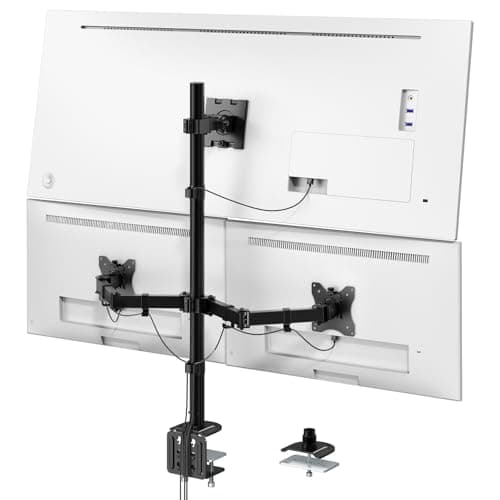 PUTORSEN Triple Monitor Mount for Up to 49" Ultrawide and 32" Monitors per Side Arm, Extra Tall 3 Monitor Desk Mount Holds up to 44 lbs, VESA 75/100 mm 8