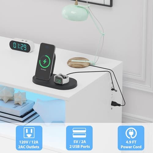 Babevy Baby Changing Table Dresser with LED Lights, Diaper Changing Station Dresser with Changing Table Top, Power Outlet, 6 Storage Drawers, Nursery Organizer for Infants & Newborn, White 6