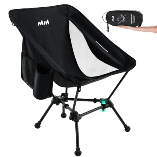 MISSION MOUNTAIN 2-CinchLock Compact Camping Chair, Lightweight Folding Camp Chairs for Adults, Portable Camping Chair, Ultralight Backpacking Chair for Outdoor, Beach, Picnic, Hiking - Black