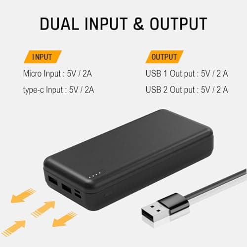 5V2A 20000mAh Battery Pack for Heated Vest Heated Jacket Power Bank for Heating Electric Vests Jackets Coat Hoodies Battery Pack for Man Women Heated Clothing (Not suit for 7.4V Heated Clothing) 7