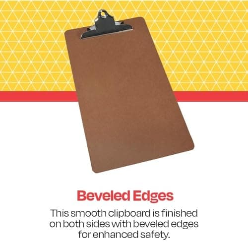 School Smart Legal Clipboard, 9 x 15-1/2 x 1/8 Inches, Hardboard, Brown, Bright Nickel 5