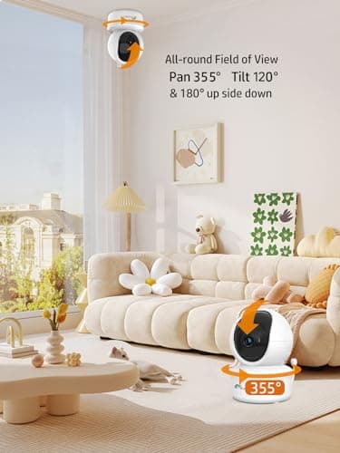 7" Large Split Baby Monitor with 2 HD Cameras and Audio, 1080P HD Video Baby Monitor No WiFi, 30hr Battery,Hack Proof, Remote Control,VOX Mode, Auto Night Vision, Built in Lullabies n White Noise 9