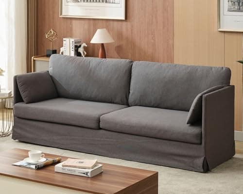 VESCASA 3-Seater Sofa Couch with Removable Linen Covers, 85.5" W Upholstered Modern Spacious Loveseats Home Couch Sofa with Slipcovers for Living Room, Linen Dark Grey