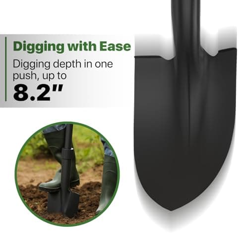 Shovel, Shovels for Digging, 33" Garden Shovel Heavy Duty with Ergonomic D-Grip, Small Spade Shovel for Camping, Edging, Off-Road, Metal Portable Mini Shovel with Fiberglass Shaft, Lightweight 6
