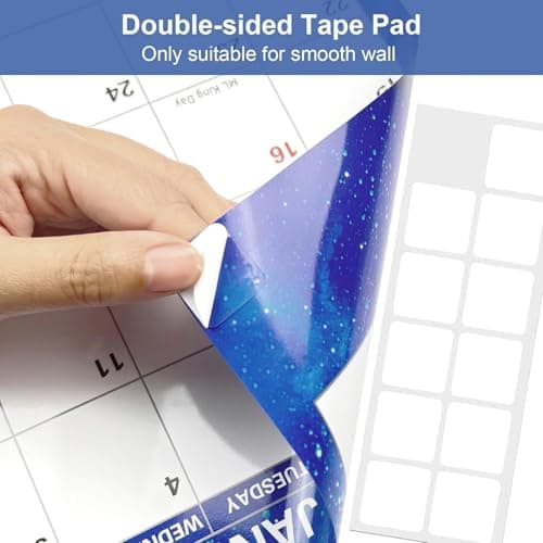 24" x 36" 2026 Wall Calendar Dry Erase - Large Starry Sky Calendar Wet & Dry Erasable Laminated 12 Month Annual Yearly Planner, Reversible, Horizontal/Vertical, with Major Holidays Julian Dates 7